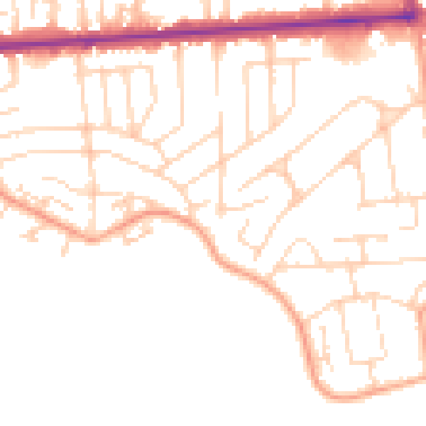 Daytime road noise heatmap for SS8 0DZ