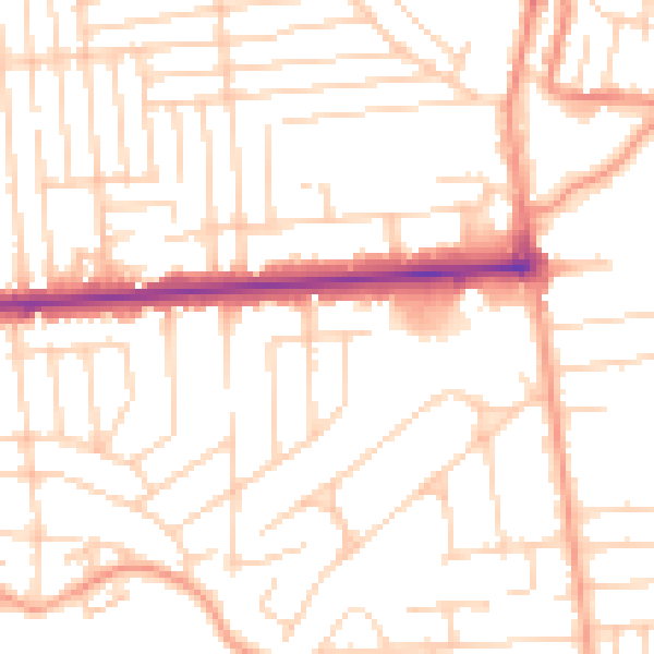 Daytime road noise heatmap for SS8 0EE