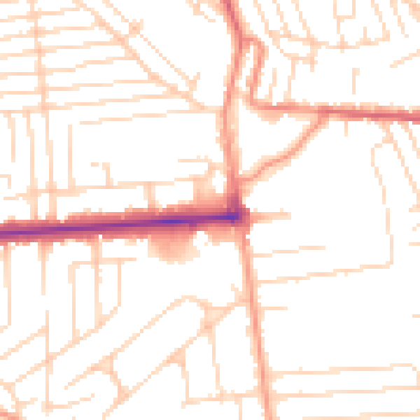 Daytime road noise heatmap for SS8 0JY