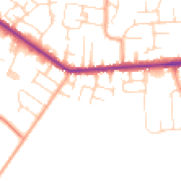 Daytime road noise heatmap for SS8 0LA