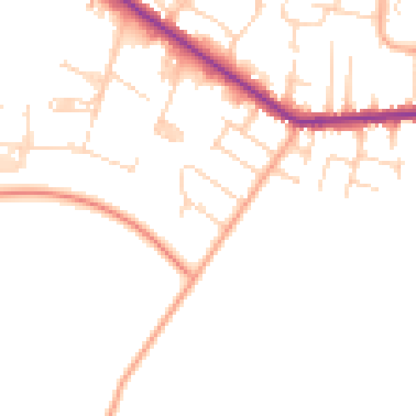 Daytime road noise heatmap for SS8 0NJ