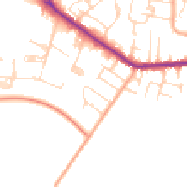Daytime road noise heatmap for SS8 0NQ