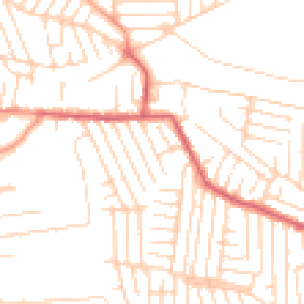 Daytime road noise heatmap for SS8 7SW