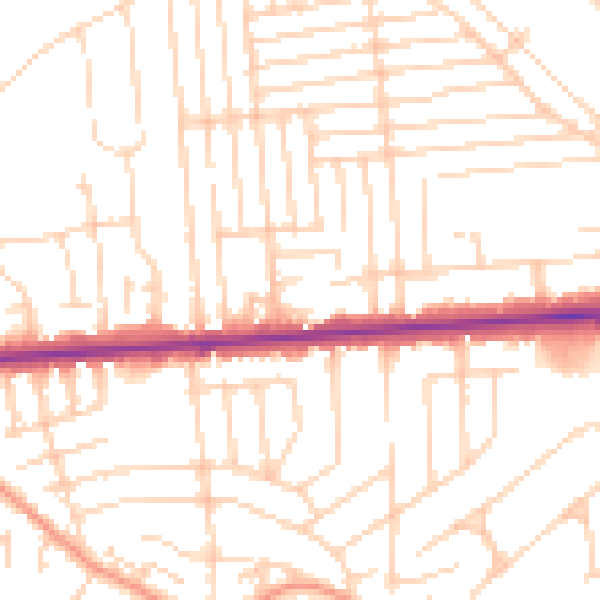Daytime road noise heatmap for SS8 9EL