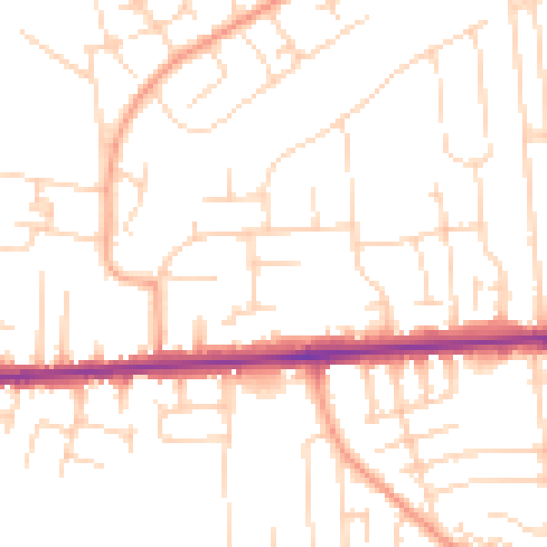 Daytime road noise heatmap for SS8 9JG