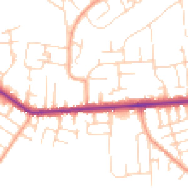 Daytime road noise heatmap for SS8 9JR
