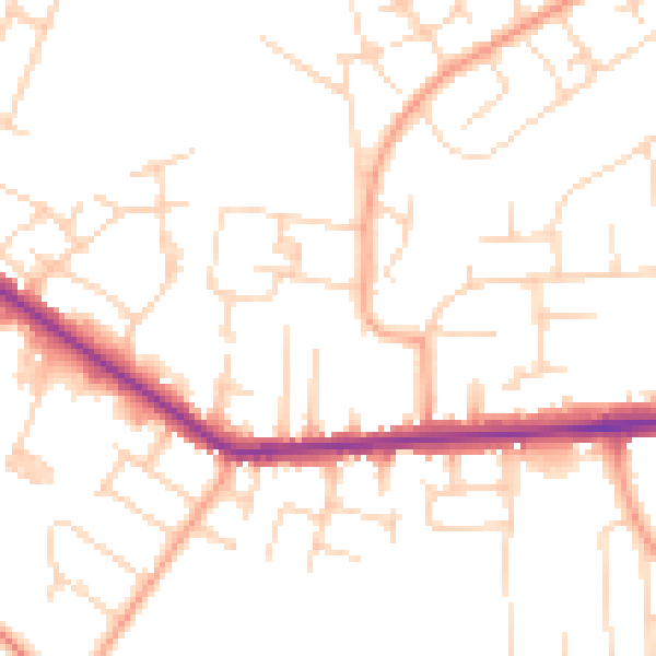 Daytime road noise heatmap for SS8 9JZ