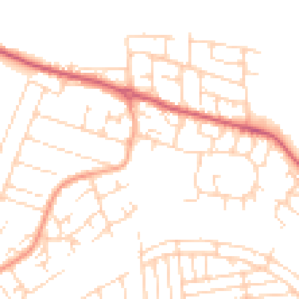 Daytime road noise heatmap for SS8 9UD
