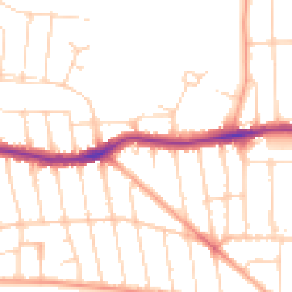 Daytime road noise heatmap for SS9 2UE