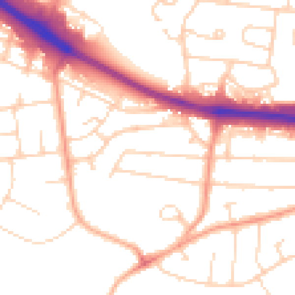 Daytime road noise heatmap for SS9 4PW