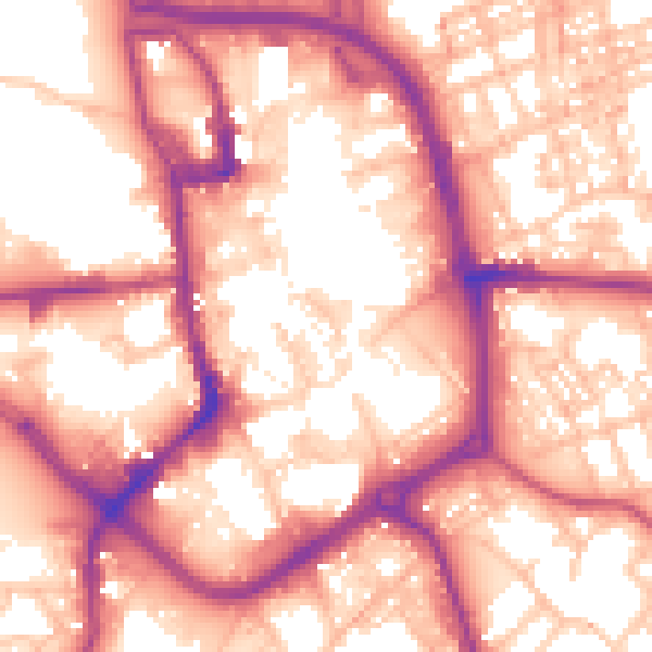 Daytime road noise heatmap for ST1 1JQ