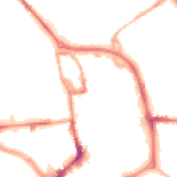 Night-time road noise heatmap for ST1 1LU