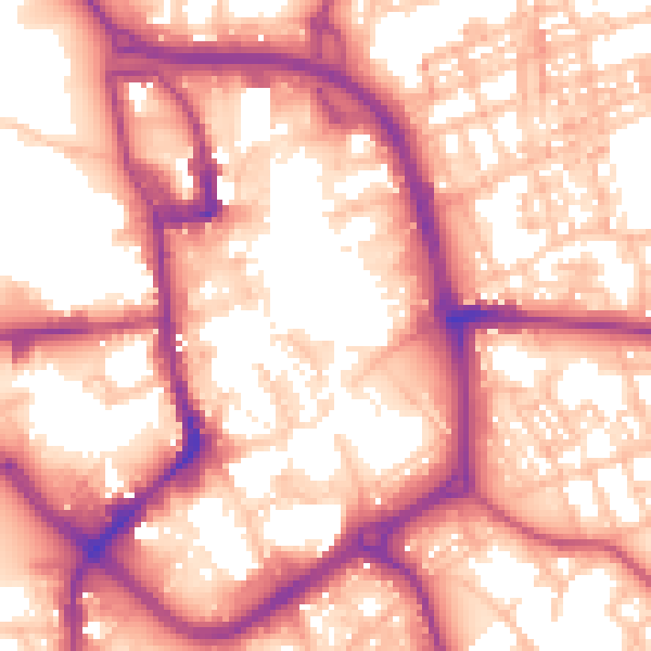 Daytime road noise heatmap for ST1 1NQ