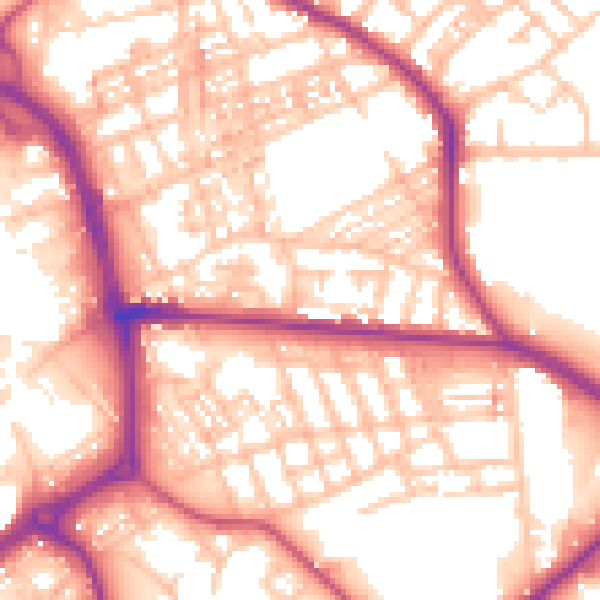 Daytime road noise heatmap for ST1 2AS
