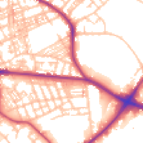 Daytime road noise heatmap for ST1 2BH