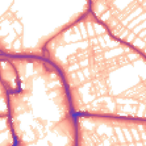 Daytime road noise heatmap for ST1 2BZ