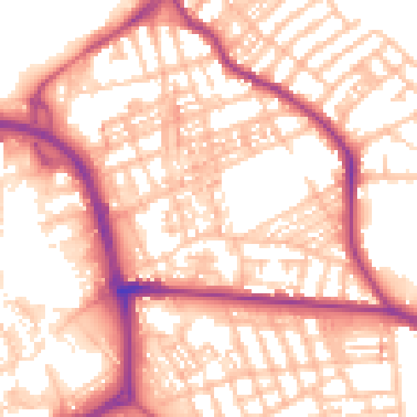 Daytime road noise heatmap for ST1 2DJ
