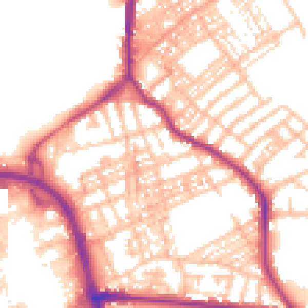 Daytime road noise heatmap for ST1 2EG