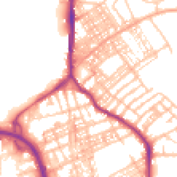 Daytime road noise heatmap for ST1 2LW