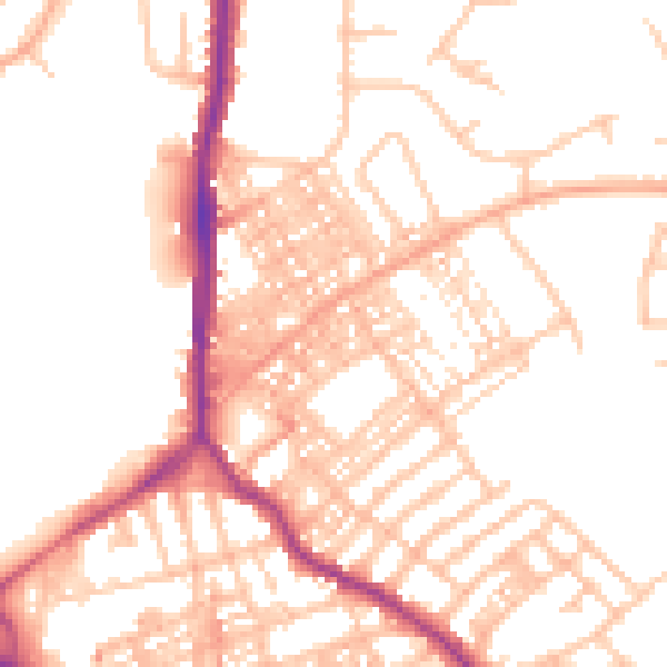 Daytime road noise heatmap for ST1 2LZ