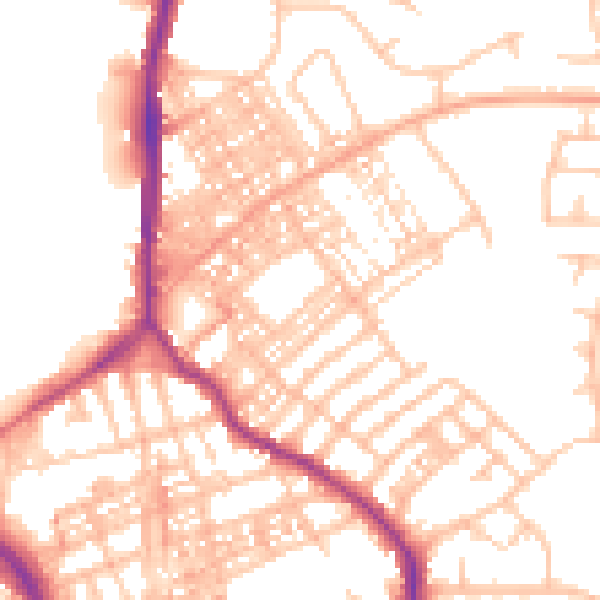 Daytime road noise heatmap for ST1 2NQ
