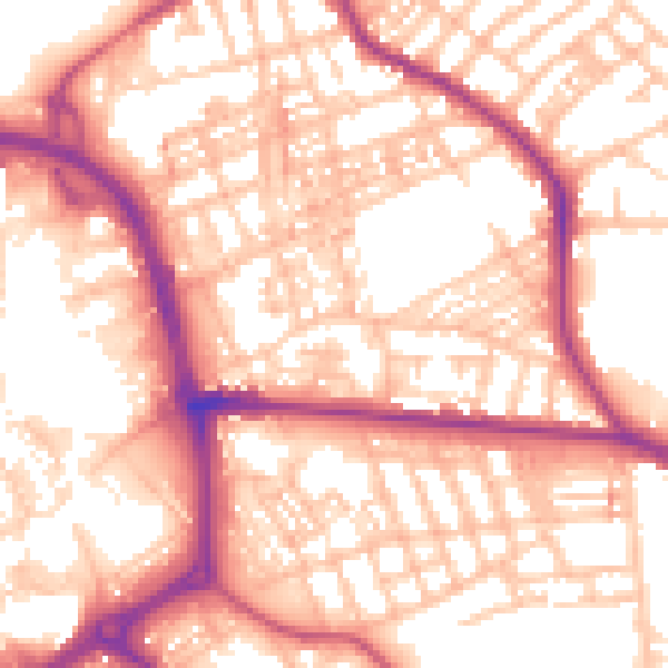 Daytime road noise heatmap for ST1 2NY