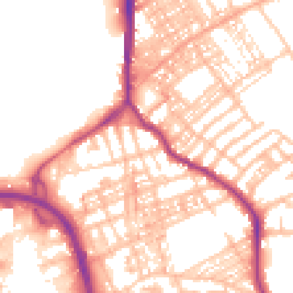 Daytime road noise heatmap for ST1 2PQ