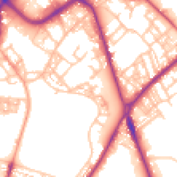 Daytime road noise heatmap for ST1 3BE