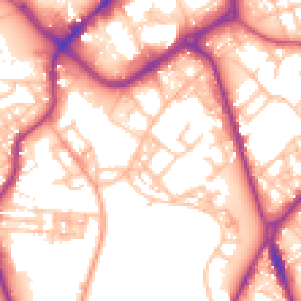 Daytime road noise heatmap for ST1 3BH