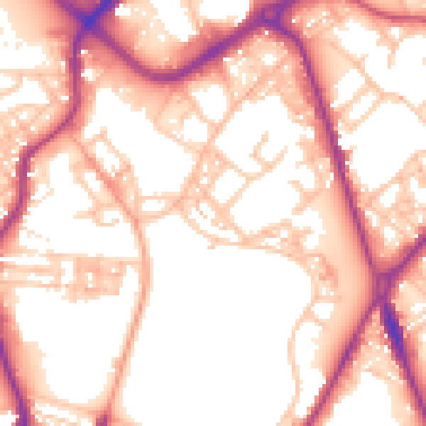 Daytime road noise heatmap for ST1 3BQ