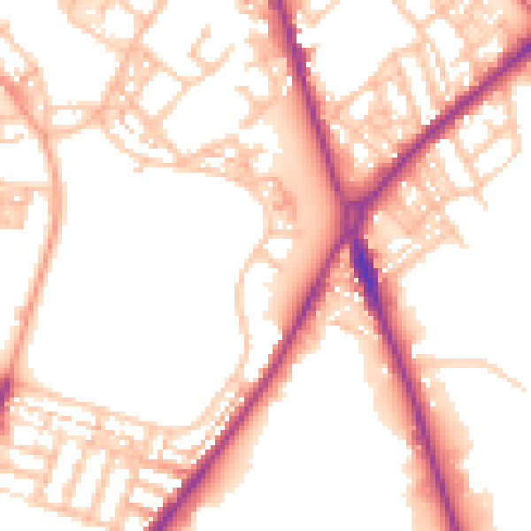 Daytime road noise heatmap for ST1 3DT