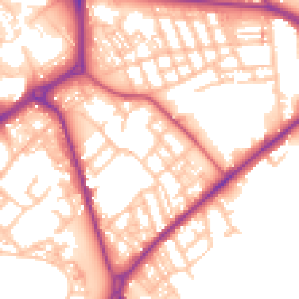 Daytime road noise heatmap for ST1 3DY