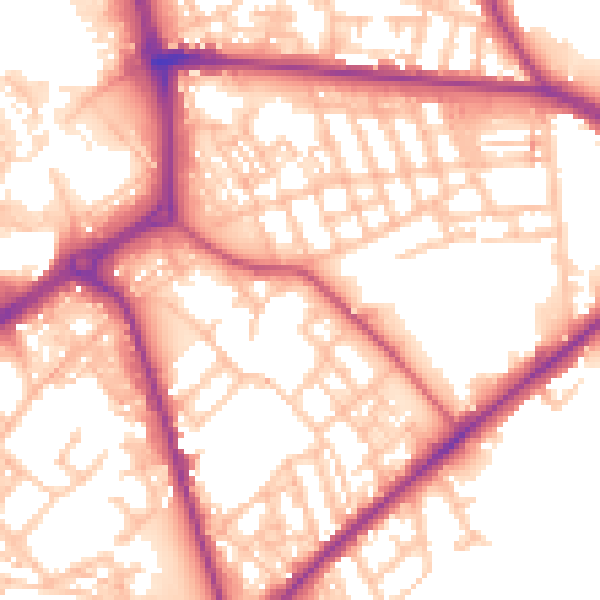 Daytime road noise heatmap for ST1 3GG