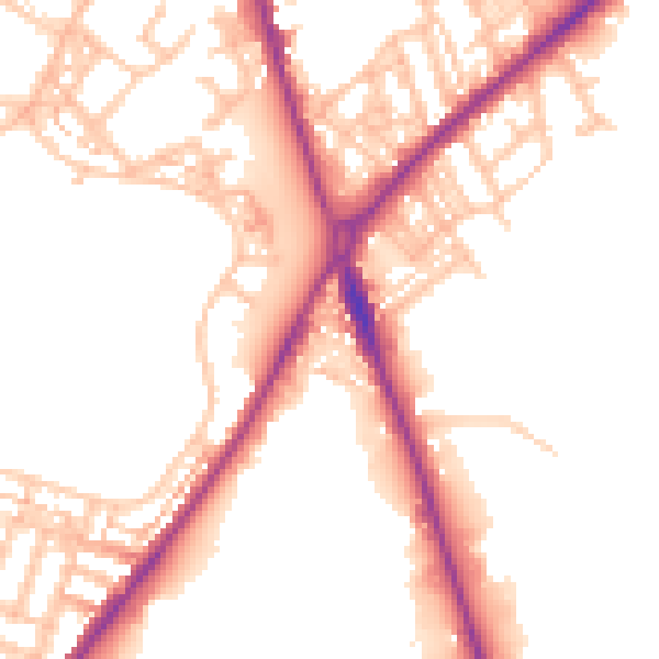 Daytime road noise heatmap for ST1 3JH