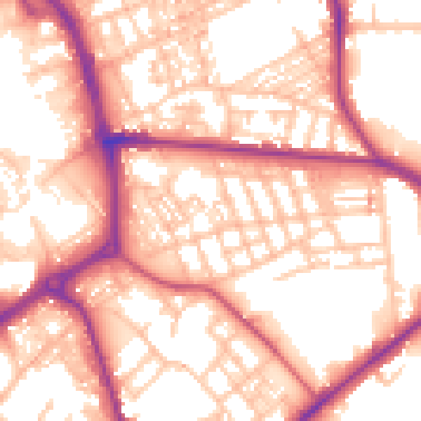 Daytime road noise heatmap for ST1 3PZ