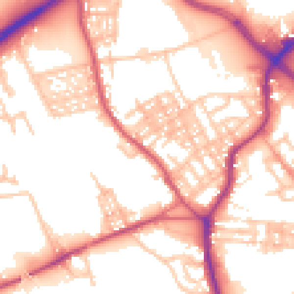 Daytime road noise heatmap for ST1 4AZ