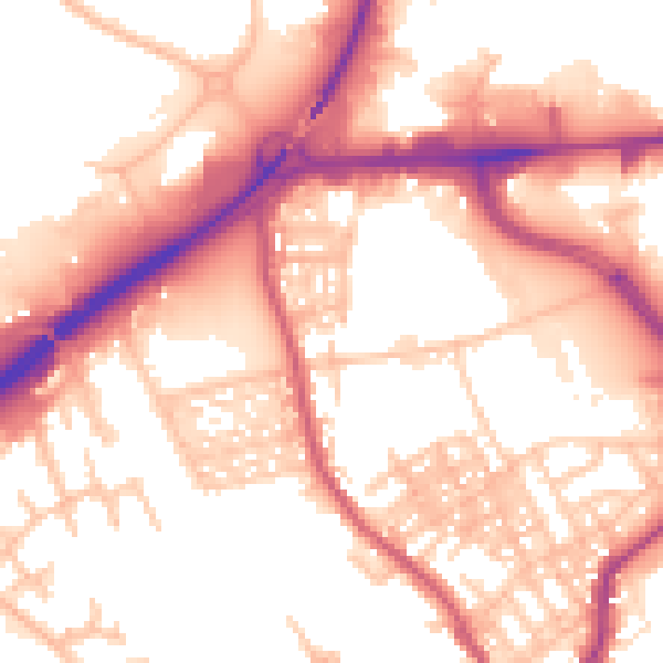 Daytime road noise heatmap for ST1 4BD
