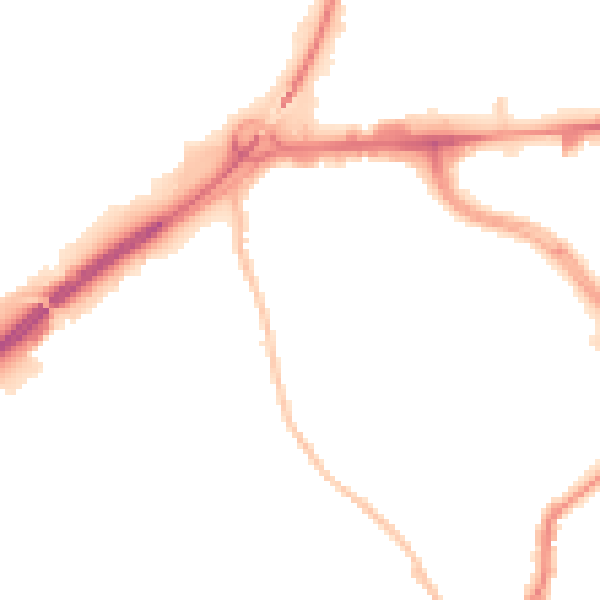 Night-time road noise heatmap for ST1 4BD