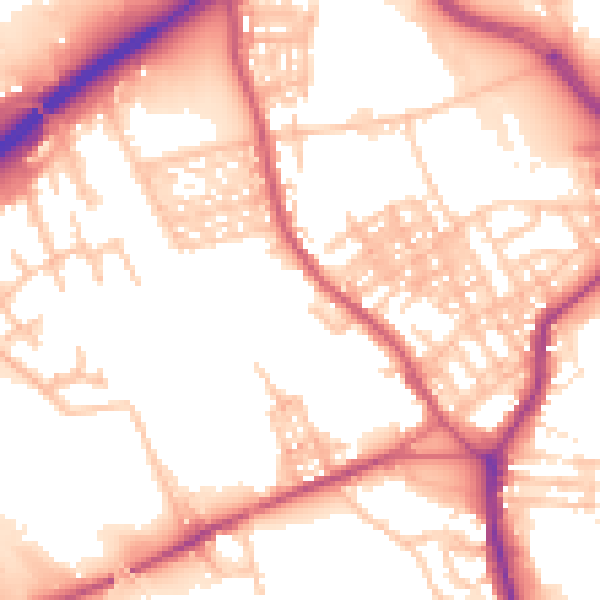 Daytime road noise heatmap for ST1 4BF