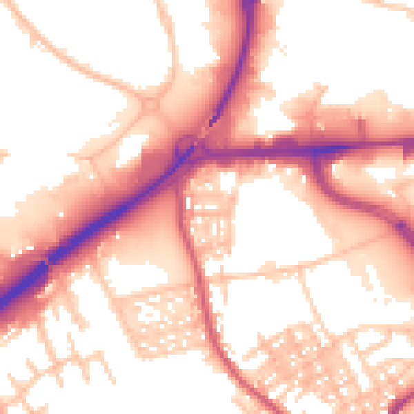 Daytime road noise heatmap for ST1 4BH