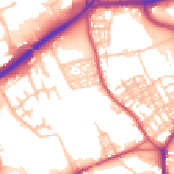 Daytime road noise heatmap for ST1 4DB