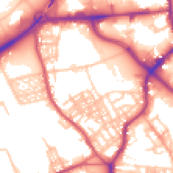 Daytime road noise heatmap for ST1 4DR