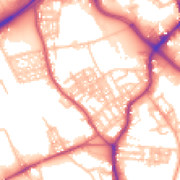 Daytime road noise heatmap for ST1 4JZ