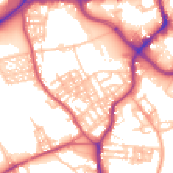 Daytime road noise heatmap for ST1 4LD