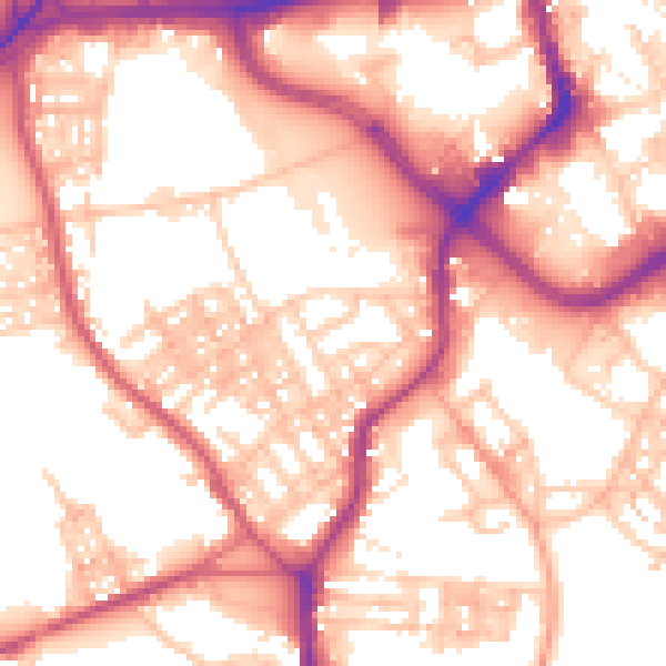 Daytime road noise heatmap for ST1 4LG