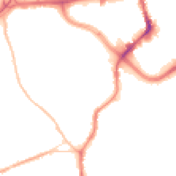Night-time road noise heatmap for ST1 4LG