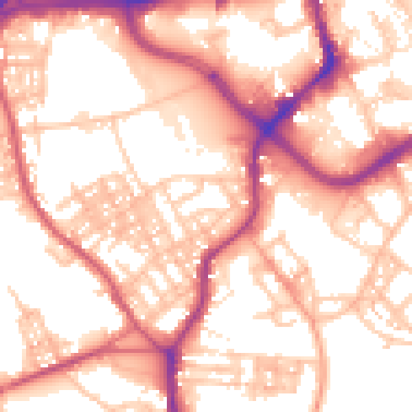 Daytime road noise heatmap for ST1 4LJ
