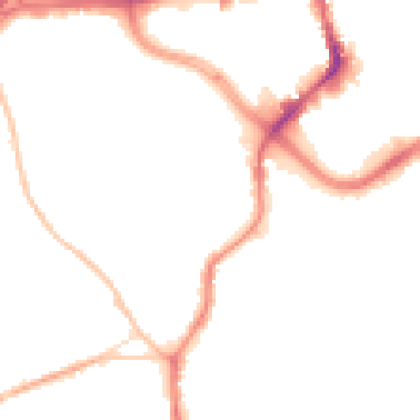 Night-time road noise heatmap for ST1 4LJ