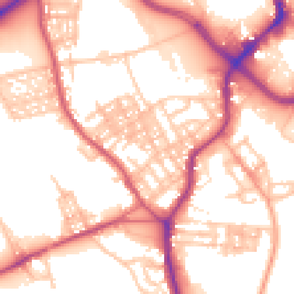 Daytime road noise heatmap for ST1 4LL
