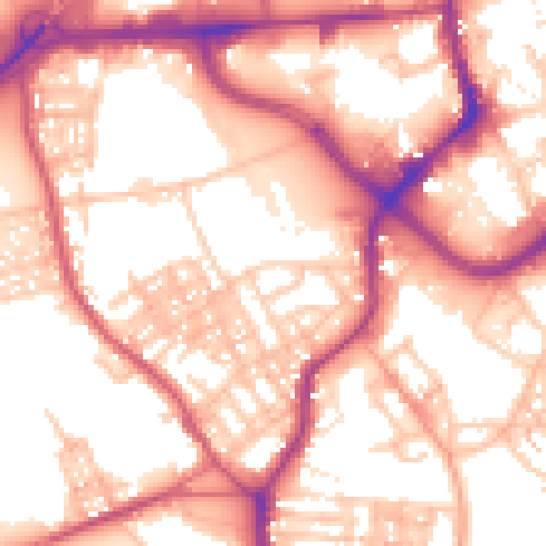 Daytime road noise heatmap for ST1 4LQ